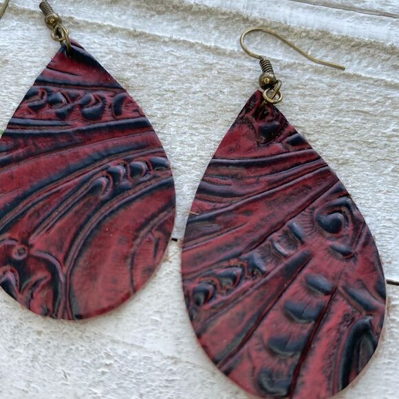 Artisan  Leather Earrings - Picture 2 of 2